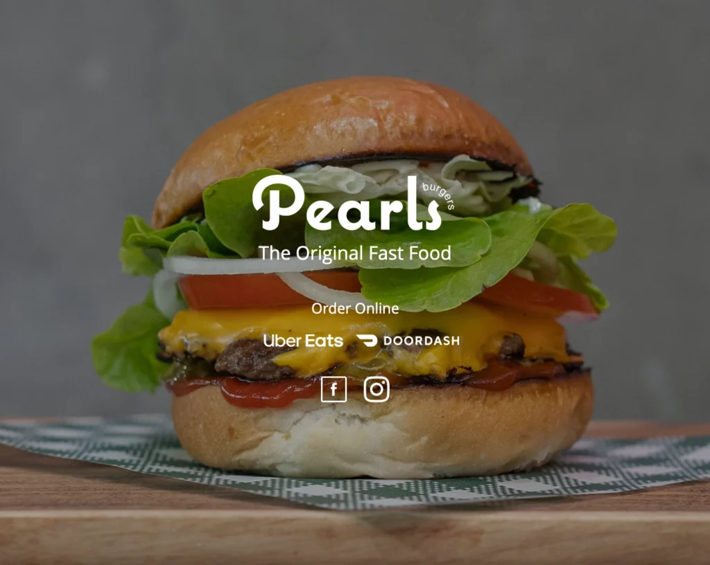 pearls burgers website screenshot