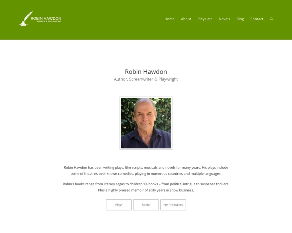 robin hawdon website screenshot